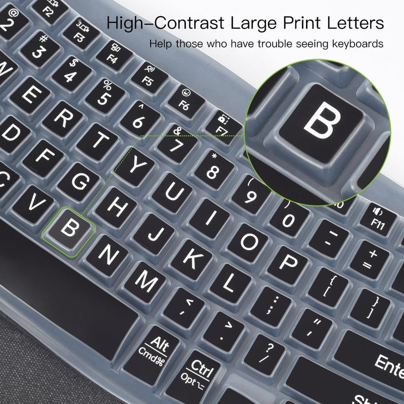 imComor Large Print Keyboard Cover for Logitech Wave Keys MK670 Combo Keyboard Skin, Logitech Wave Keys Wireless Ergonomic Keyboard Cover Protector Skin, Logitechs Waves Key Accessories, Black - Image 3